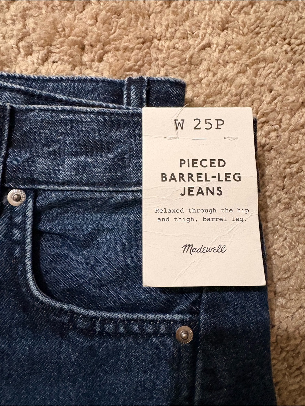 Madewell Dark Blue Pieced Barrel-Leg Jeans